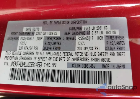 2018 Mazda Cx-5 Sport from USA, damaged, VIN JM3KFABM5J0361469